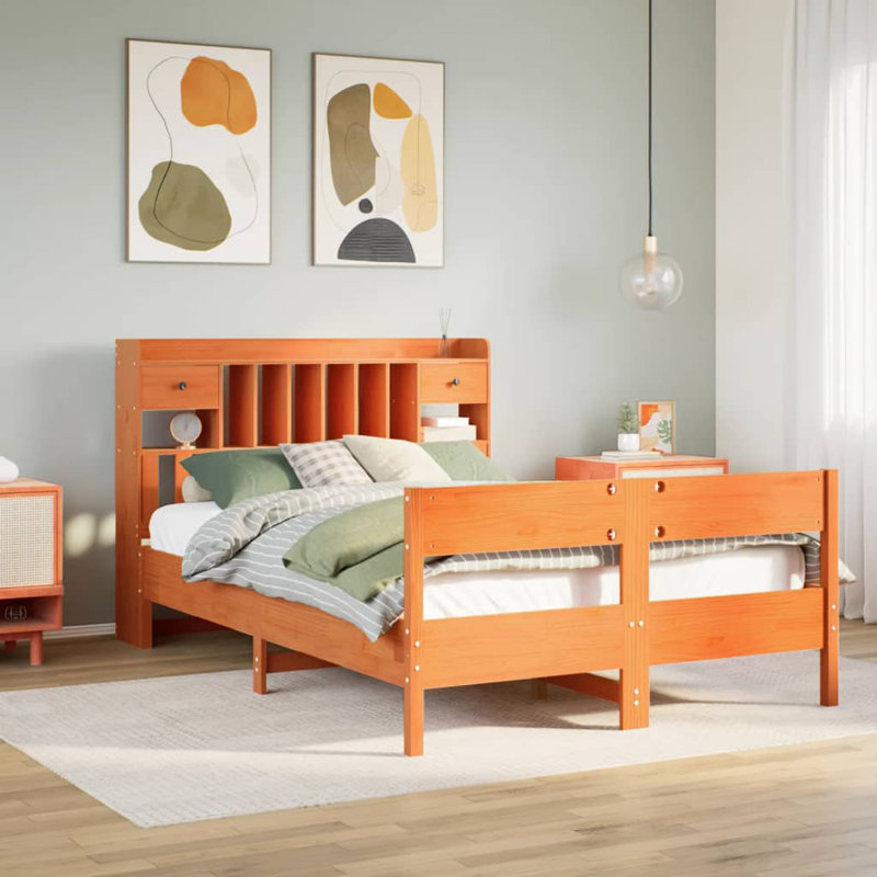 Rouidate Solid Wood Bed, Small Single (2'6), Wax Brown