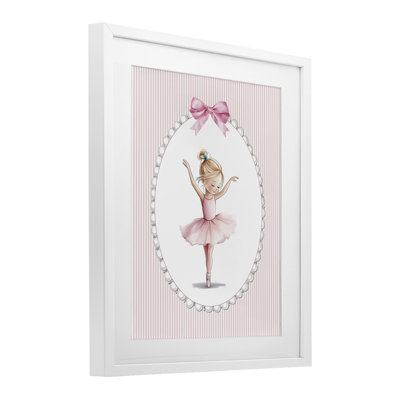 Danse rose ballerine, reproduction encadrée sous verre, design par Christine Simpson Art