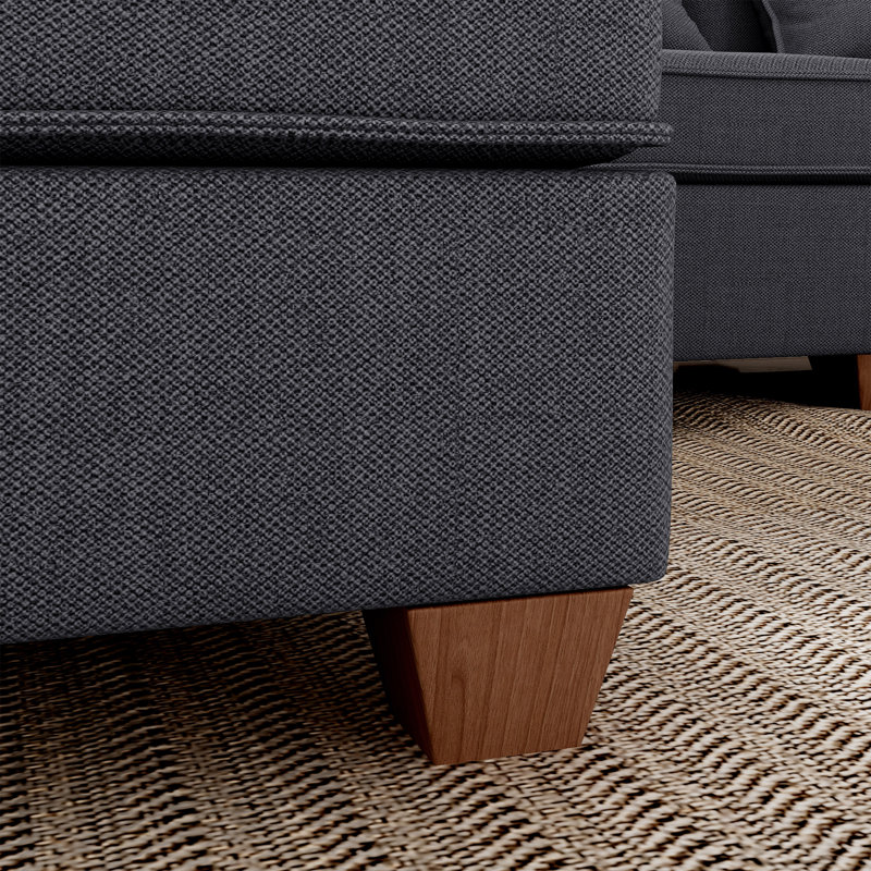 Canapé modulaire en U de 131 po avec 6 sièges modulaires avec sièges de rangement et support pour téléphone, Tissu gris foncé