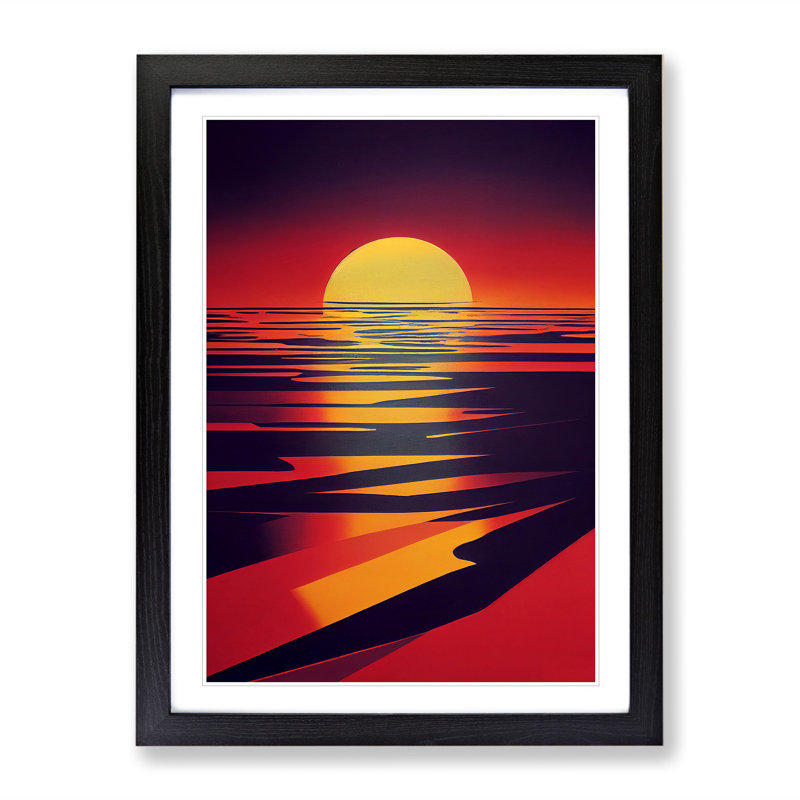 XV1022-3860X Sacred Sunset View - Single Picture Frame Print, 64cm H x 46cm W, Black