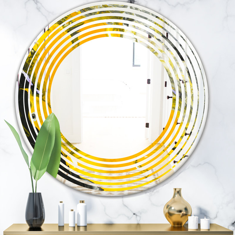 Miroir mural sans cadre en marbre d’onde 3 modern, 31,5 po x 31,5 po