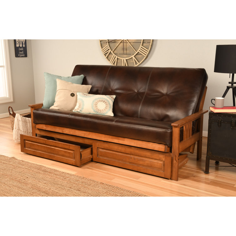 Stratford Full 79" Futon Frame and Mattress with Drawer Set