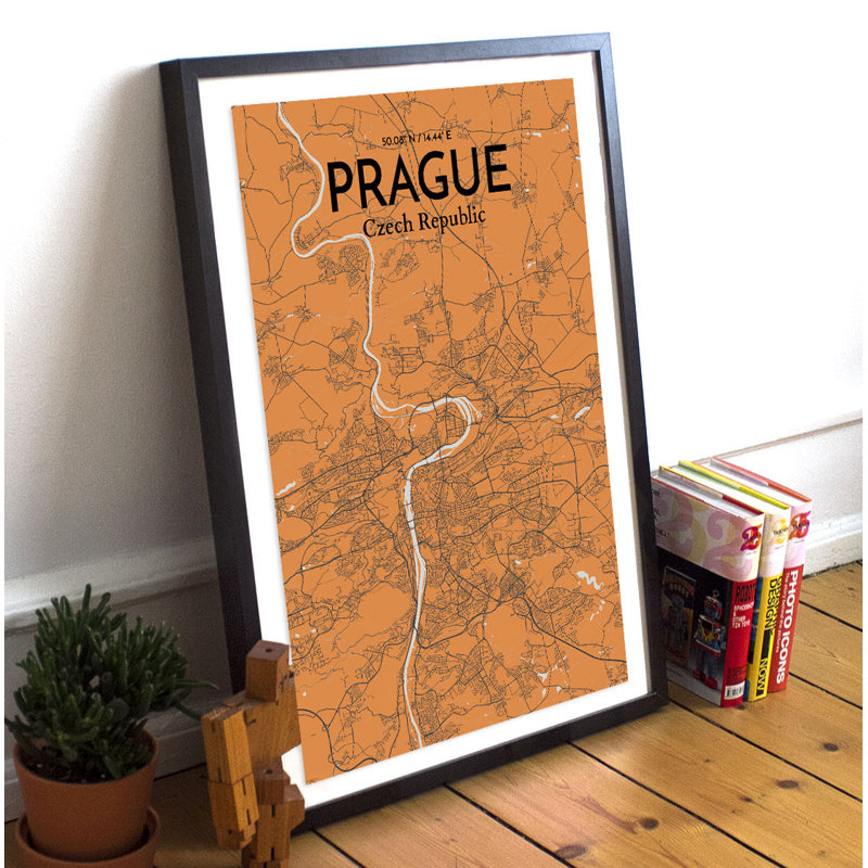 Prague City Map - No Frame Print, 43.2cm H x 27.9cm W x 0.13cm D