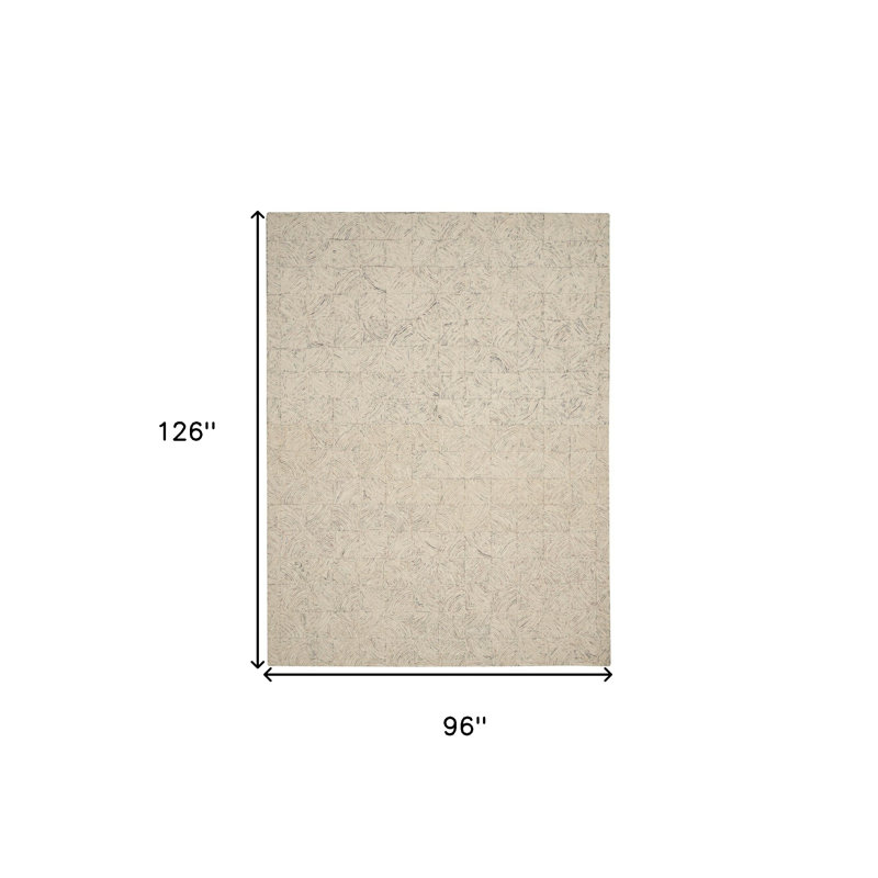 Tapis géométrique ivoire en laine brun clair et gris 8 pi x 11 pi