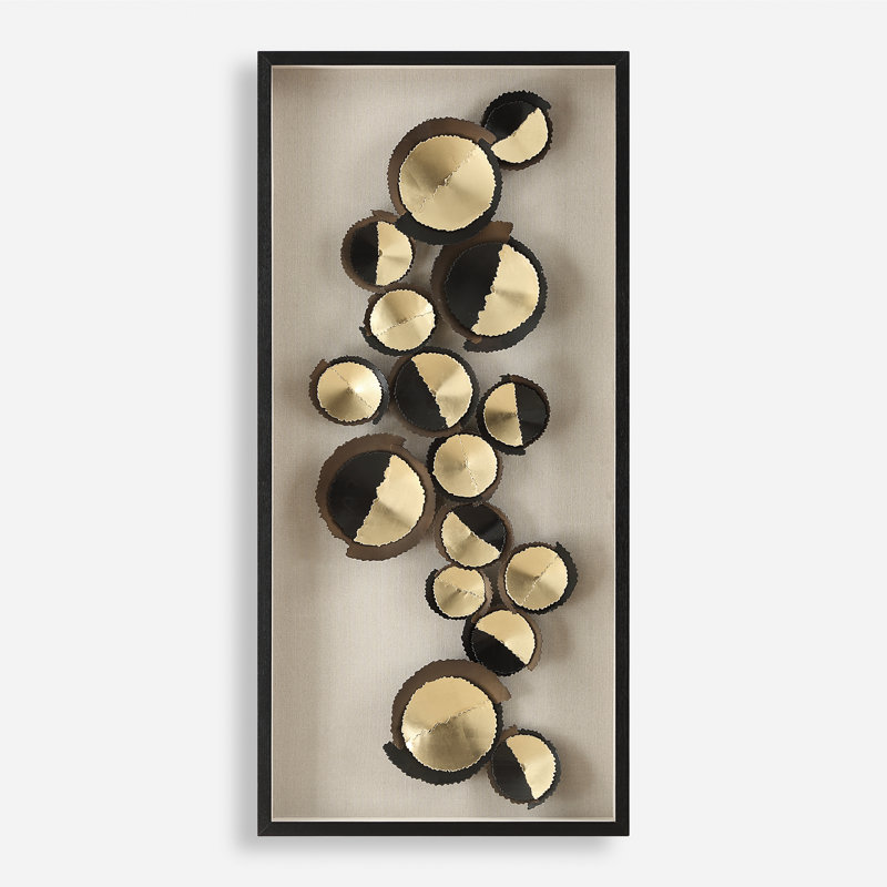 Golden Hour Iron Discs Shadow Box with Glass Frame