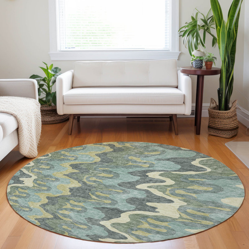 Tapis sauge de qualité supérieure Prisco, Rond 8 pi