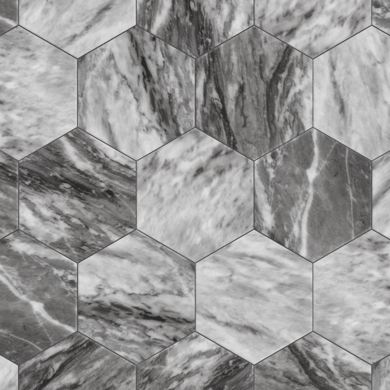 Carreau en porcelaine aspect pierre Classico Bardiglio Hex 7 "x 8"