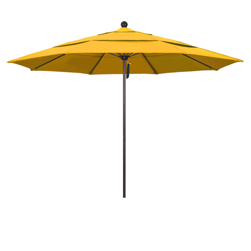 Parasol de marché 11 pi Hibo, Toile jaune performance, Bronze