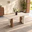 Table de salle à manger rectangulaire 63 po moderne pour 63 à 63 personnes, table de cuisine avec plateau en travertin et pieds uniques en deux couleurs, facile à assembler pour la salle à manger, la cuisine et le salon
