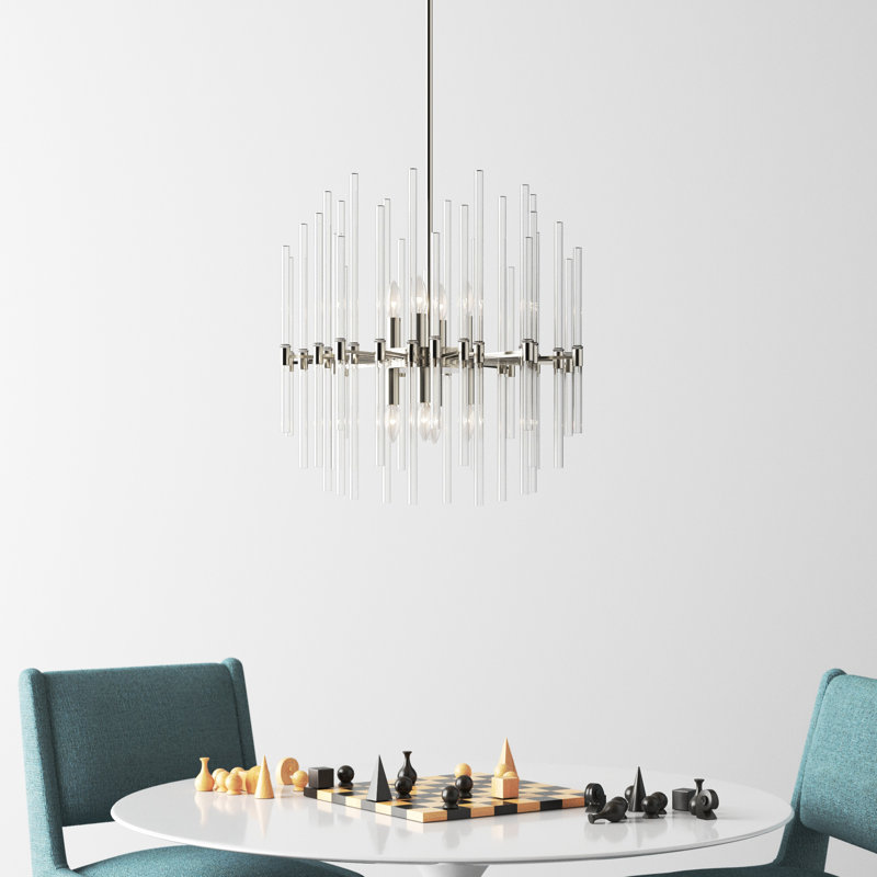 Chadley 8 - Light Dimmable Cylinder Chandelier, Polished Nickel, 21.75" H x 23.75" W x 23.75" D