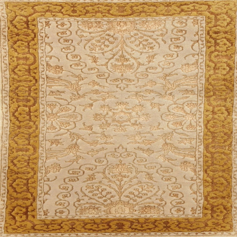 Tapis traditionnel beige / orange Dodington, Rond 5 pi