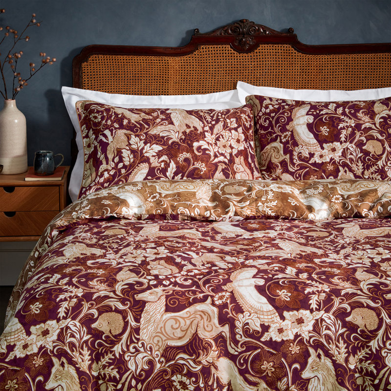Cotton Animal Print Duvet Cover Set with Pillowcases, Single - 1 Standard Pillowcase, Ruby