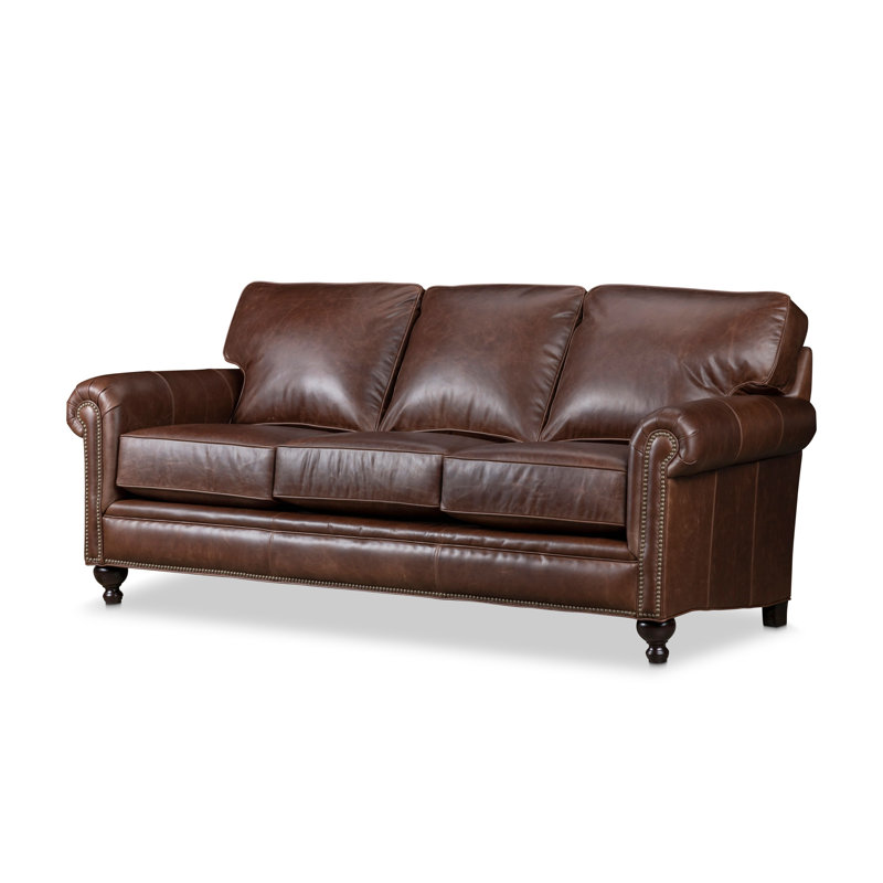 Hampton 84" Genuine Leather Sofa, Bruno Canyon Genuine Leather