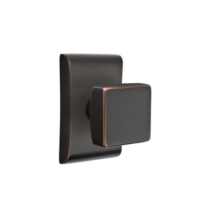 Double Dummy Square Knob with Neos Rose, Oil Rubbed Bronze