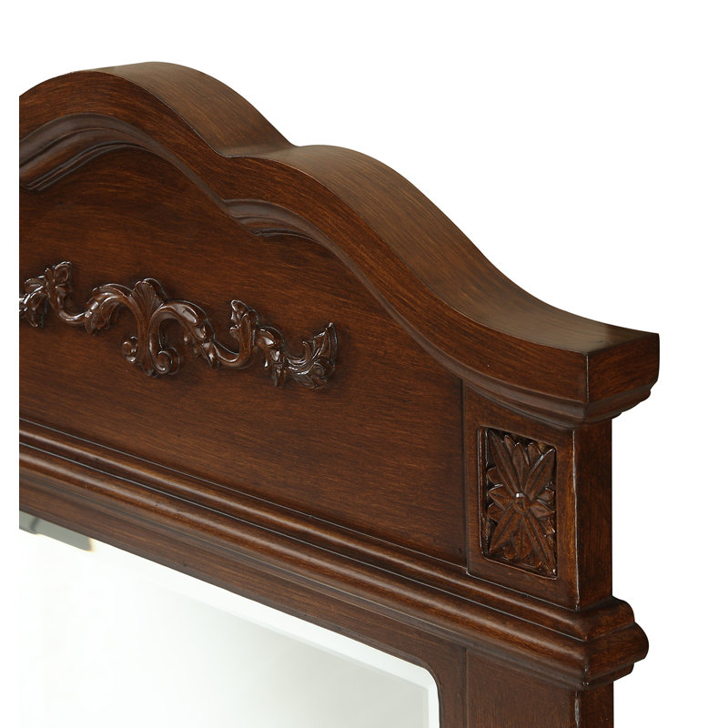 Hand-Painted Beveled Flat Wall Mirror , 36" x 24", Brown