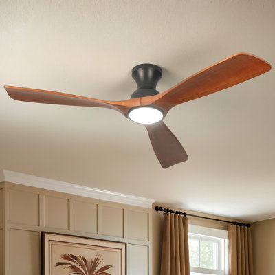 Karlena 52'' Dimmable Ceiling Fan with Lights and Remote Control 3CCT Reversible DC Motor Timer Memory