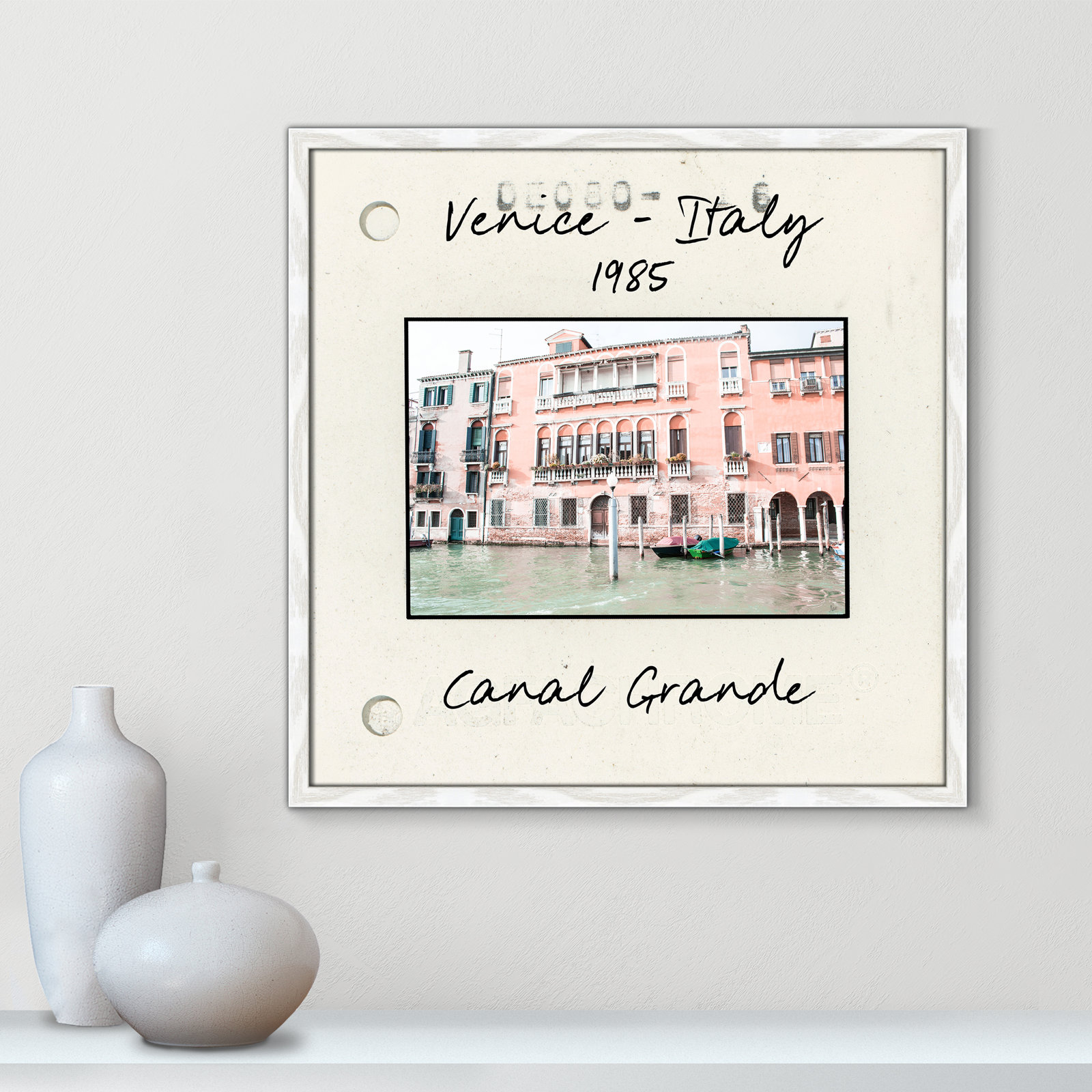 Venice, Italy - Grand Canal Print by Nan, 23.5" H x 23.5" W x 0.75" D, White Single Picture Framed Paper