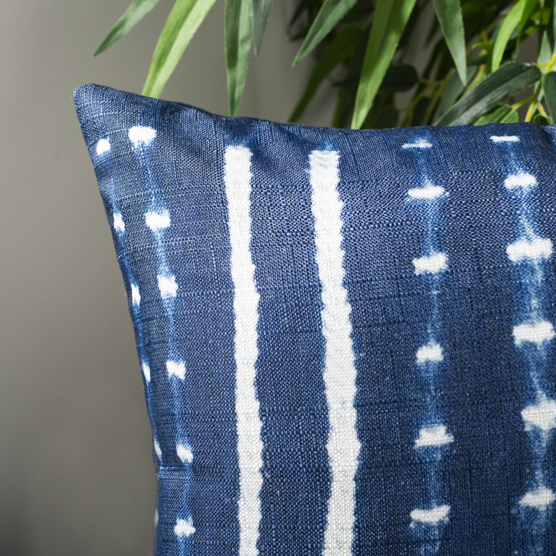 Blue and White Geometric Square Throw Pillow