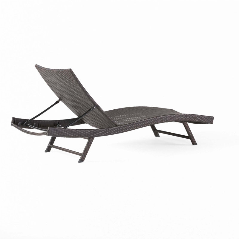 Chaise longue en osier PE, Brun multi