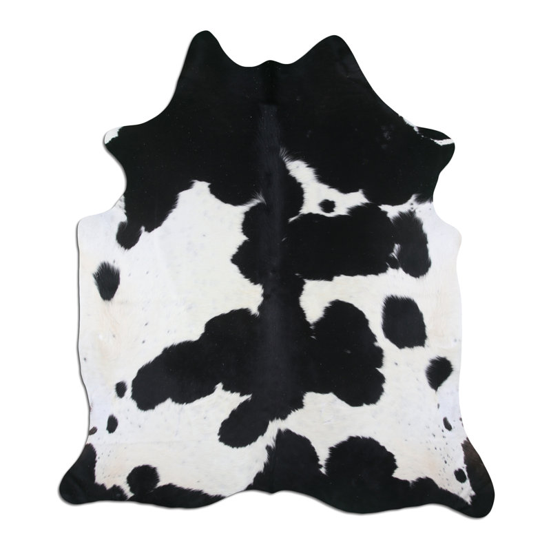 Tapis argenté/noir/blanc à vache doux brillante Decatur
