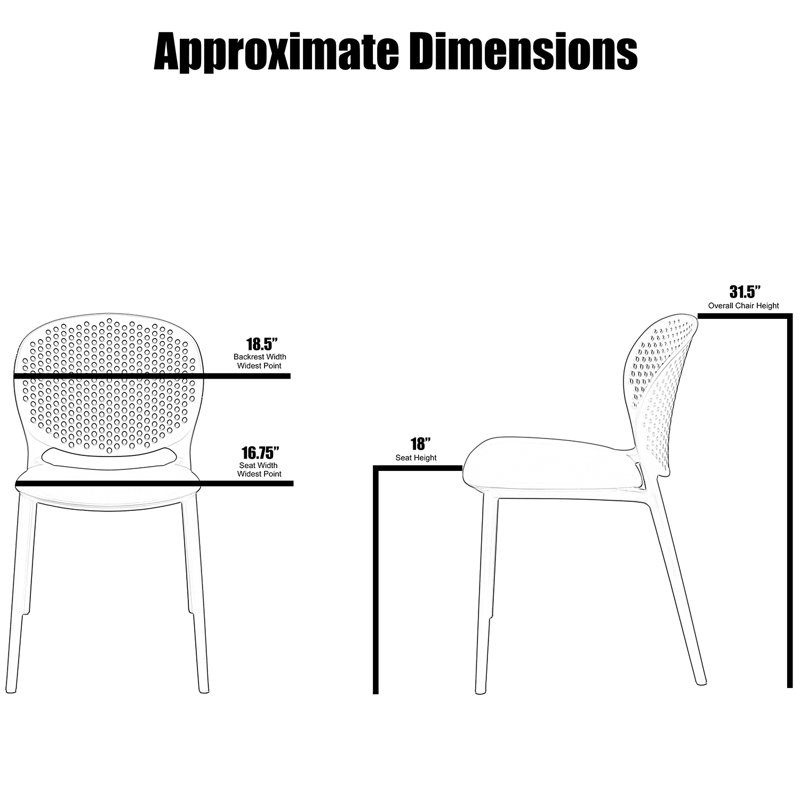 Tropical Cottage Plastic Perforated Back Dining Chair, Stackable Indoor Outdoor Patio Side Chair, Weather-Resistant Seating for Kitchen, Restaurant, Balcony, Porch, Yard, Green