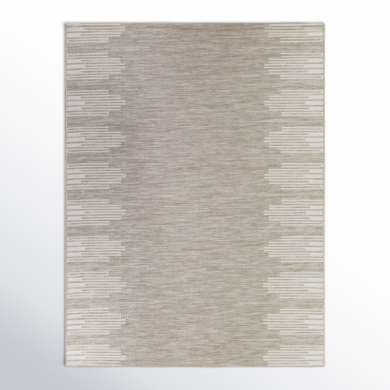 Tapis art déco brun clair intérieur / extérieur, Rectangle 7 pi 10 po x 10 pi