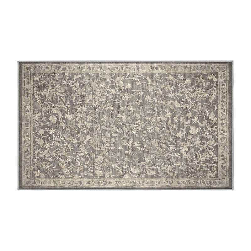 Machine Washable Gray Area Rug, Rectangle 3' x 5'
