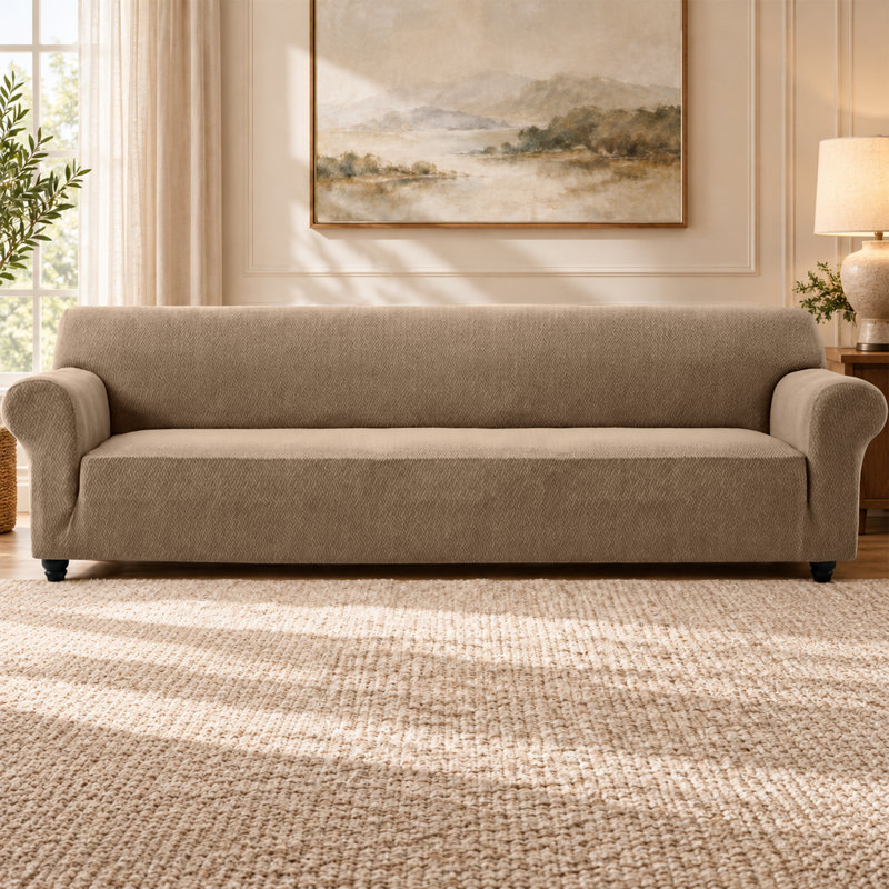 Aspire Homeware 4-Seater High Quality Stretchable Spandex Sofa Cover, Coffee/Sand
