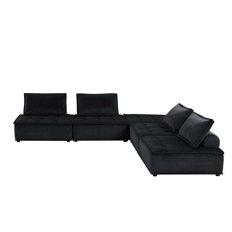 Black Velvet Sectional And Coil Springs