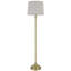 Lampe sur pied avec abat-jour en lin rigide gris clair, laiton antique 61 po