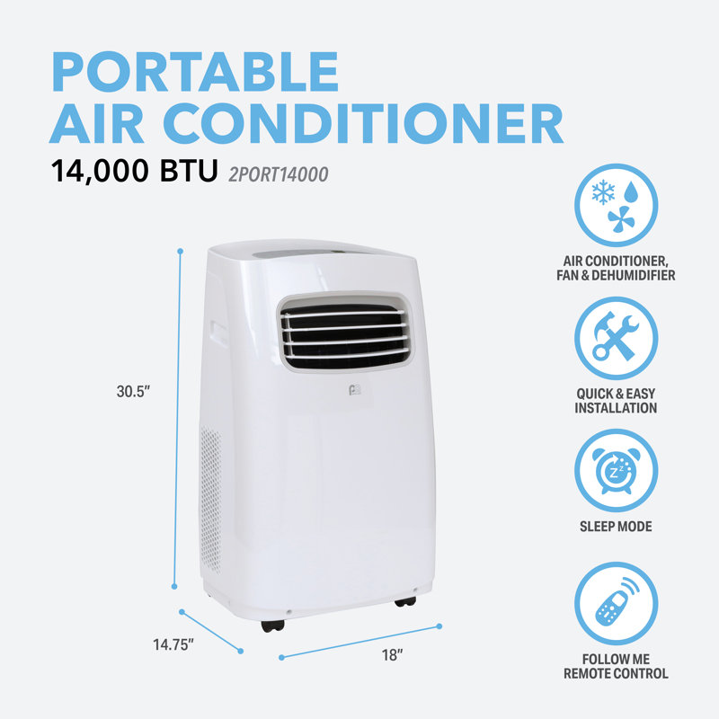 Climatiseur portatif 14 000 BTU Perfect Aire avec télécommande incluse