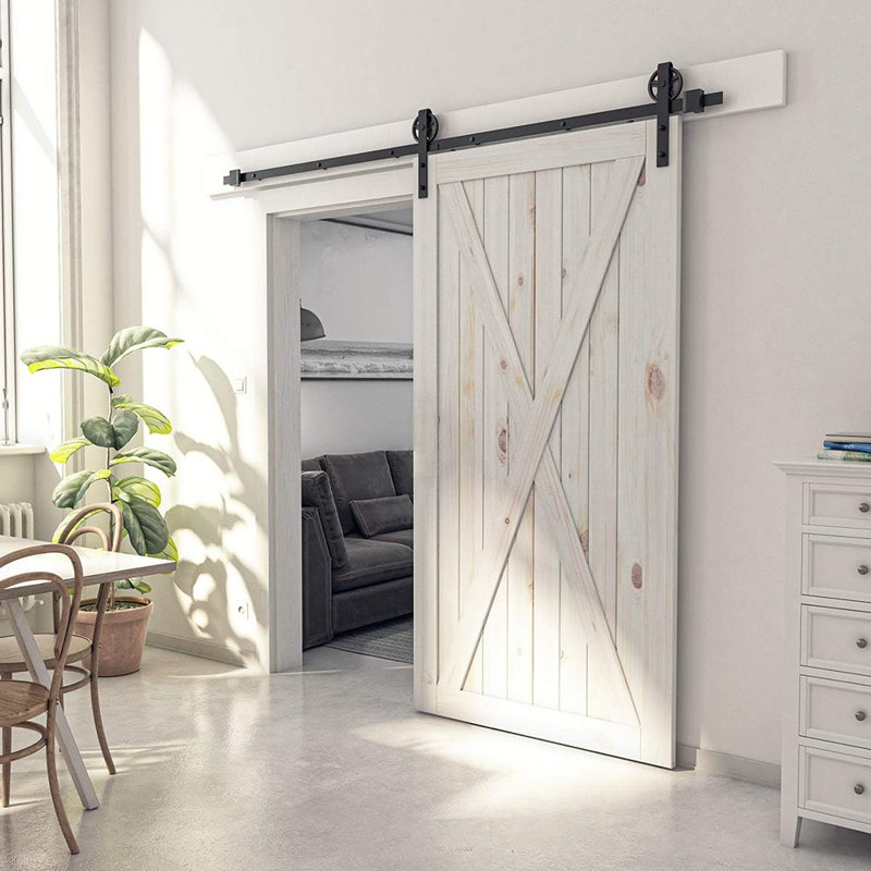 8 FT Heavy Duty Sliding Barn Door Hardware Kit, 4F...