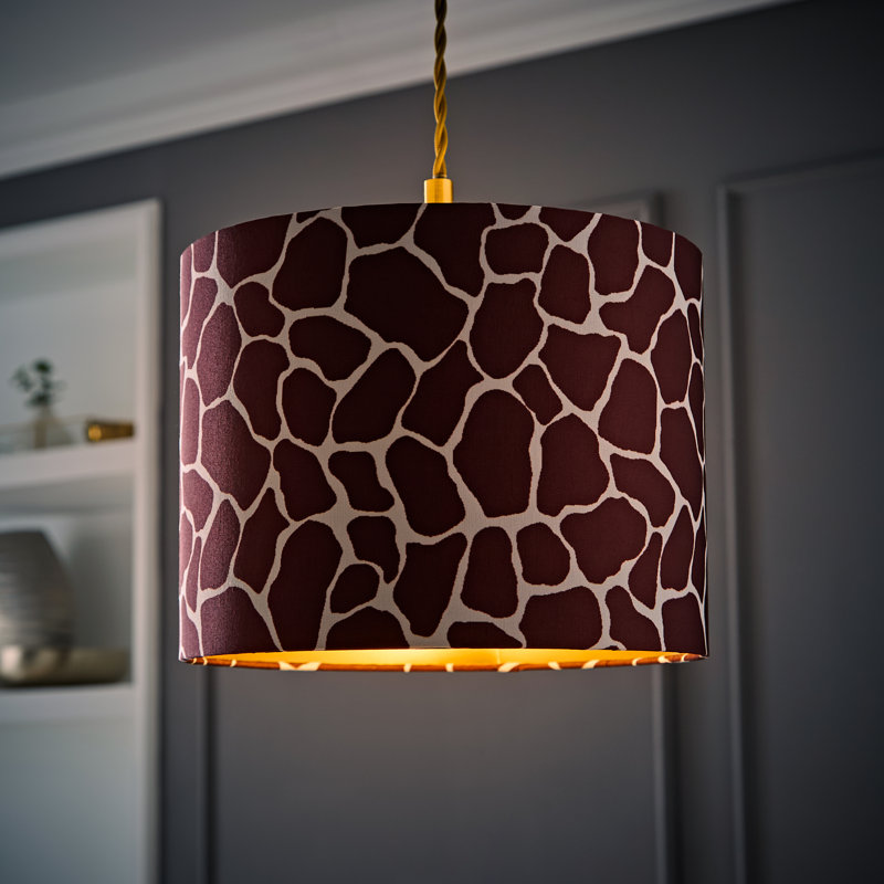 Alham 20cm H Blended Fabric Drum Lamp Shade ( Slip-On ) in Brown: Cream
