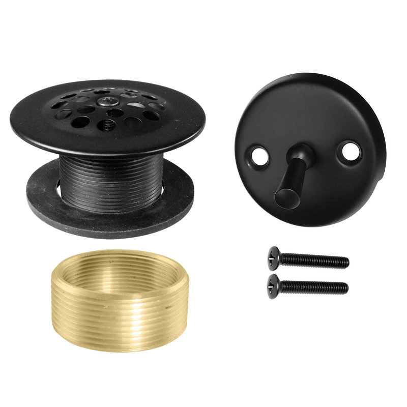 1-3/8" Fine Thread Bathtub Drain Trim with Trip Lever and Conversion Adaptor, Matte Black