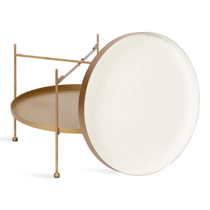 Single Coffee Table, Gold, White