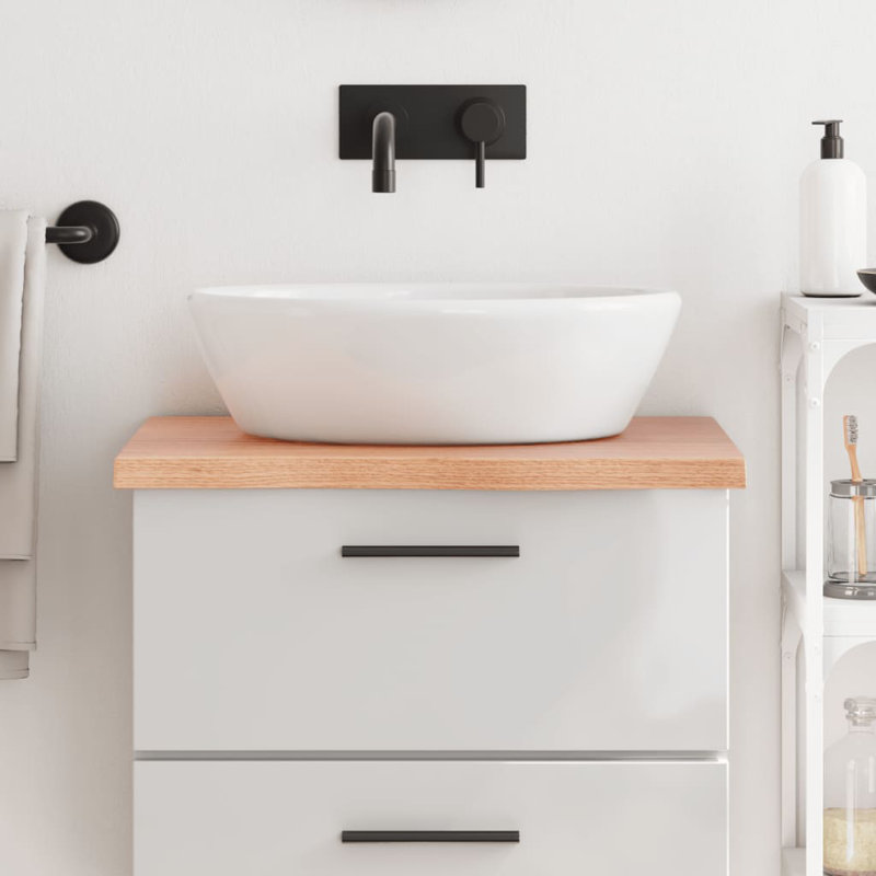 Bois massif traité avec meuble-lavabo vidaXL, Brun clair