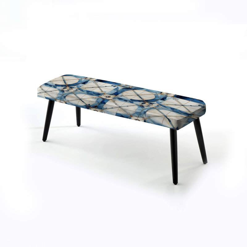 Banc rétro en cobalt quadrant géométrique - damassé noir