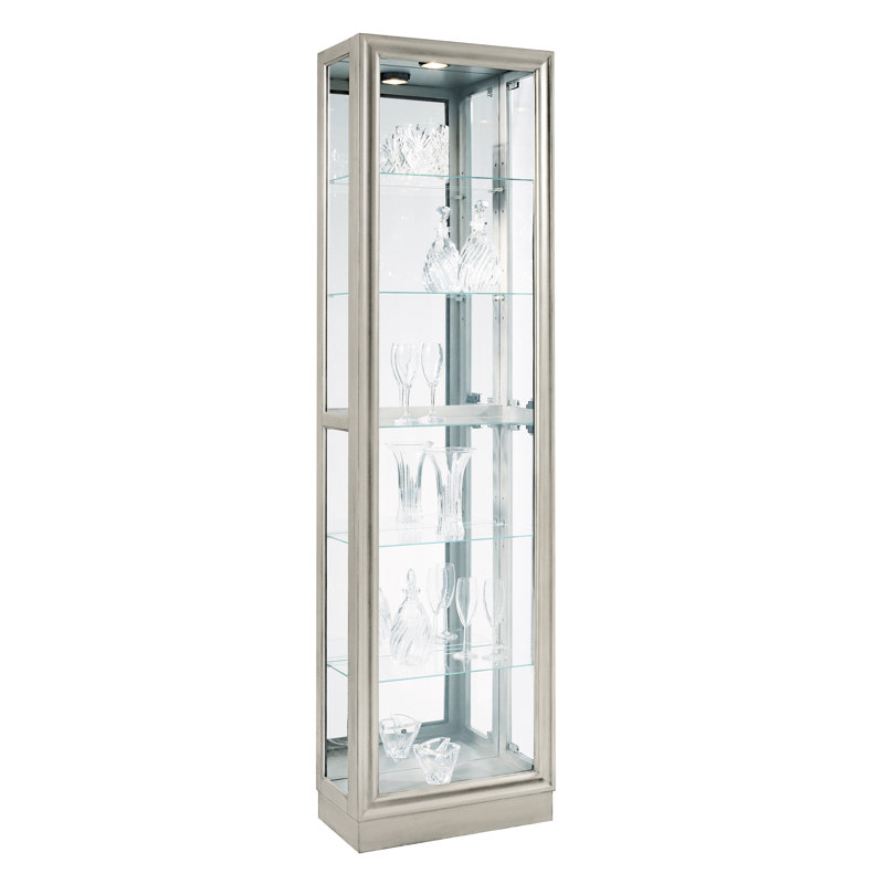 Keepsakes Side Entry 5 Shelf Curio Cabinet, Platinum Silver
