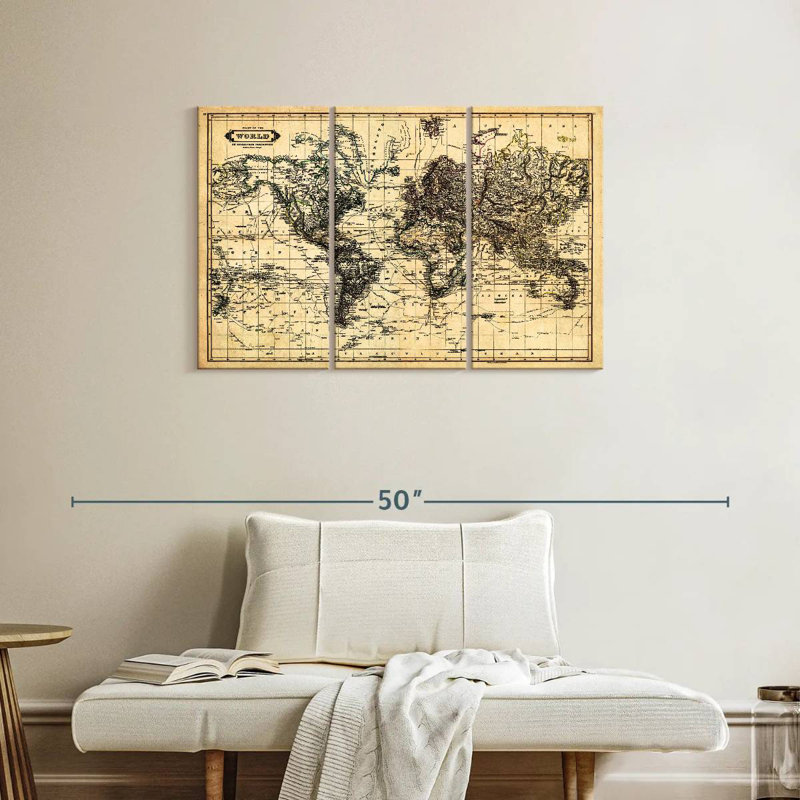 Carte de la carte du monde Aliaz, H 24 po x l 38 po