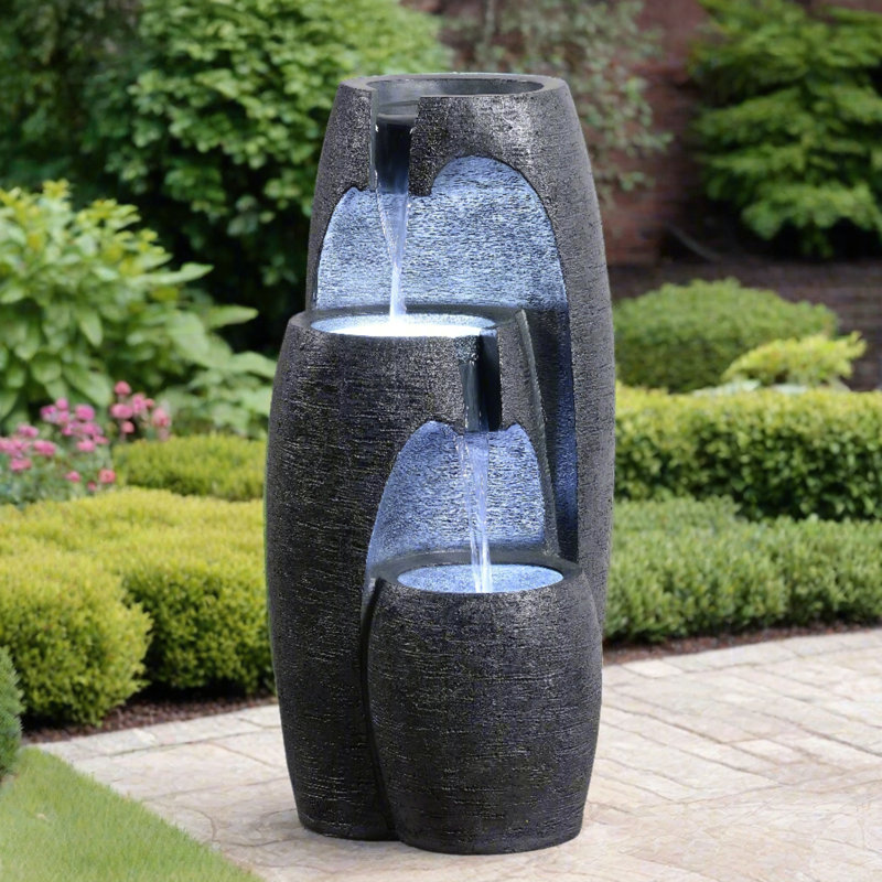 Cascade Fountain with Lights, Black
