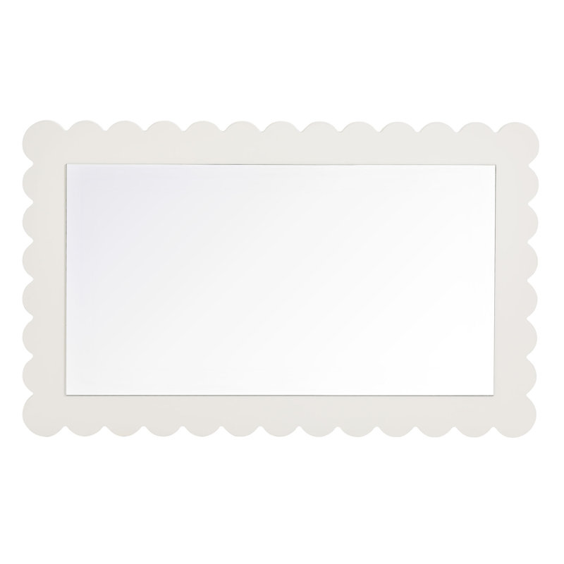 Emmeline Scalloped Rectangle Wall Mirror, 36.22" x 22.44", White