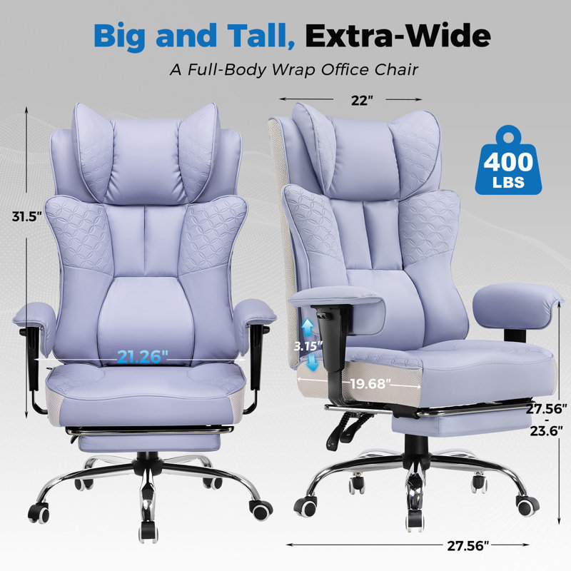 Fauteuil de jeu ergonomique Big et Tall, Cuir mauve
