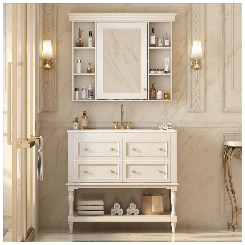 Armoire à pharmacie 4 tiroirs Modern, Beige
