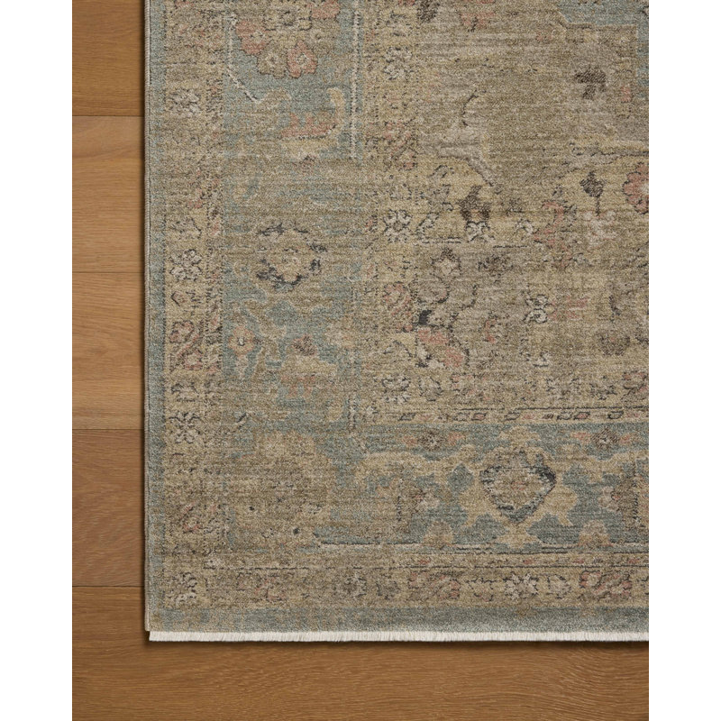 Loloi Soraya Sky / Moss Traditional Area Rug, Rectangle 6'7" x 9'2"