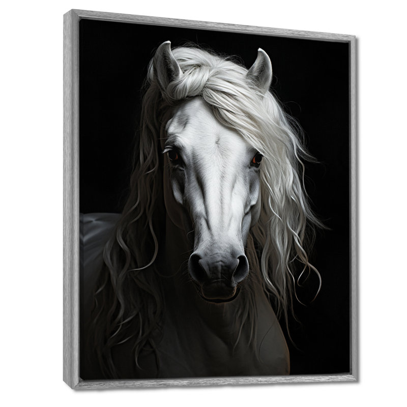 Gris gris majestueux - impressions encadrées de chevaux, H 32 po x l 16 po x P 1 po, Encadrement argenté
