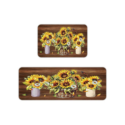 Tapis de cuisine tournesol et papillon