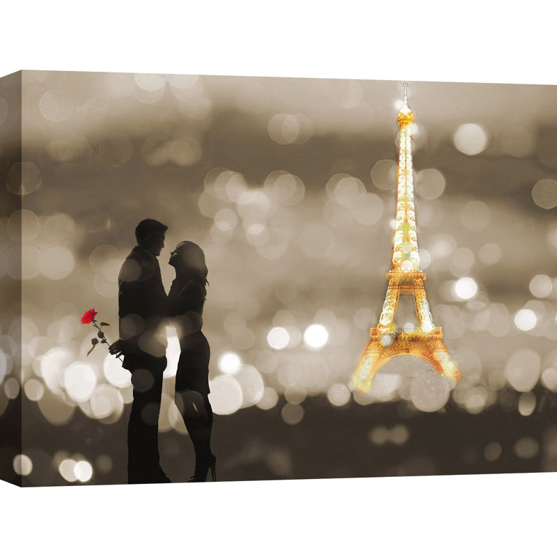 A Date In Paris (bw) by Dianne Loumer - Wrapped Canvas Print, 70cm H x 100cm W x 4cm D