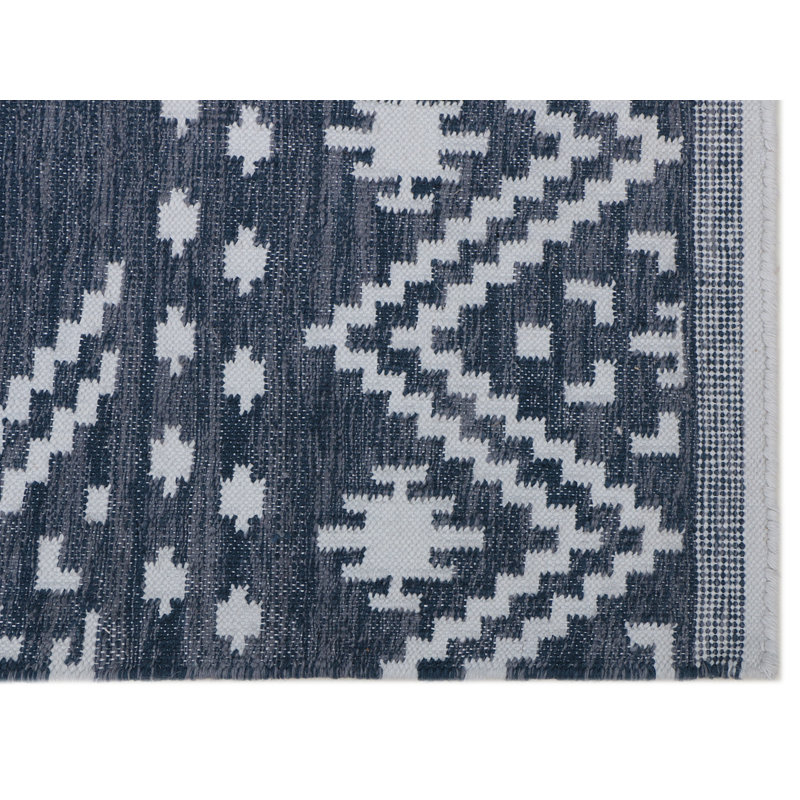 Moroccan Area Rug in Dark Navy, Rectangle 10' x 14'
