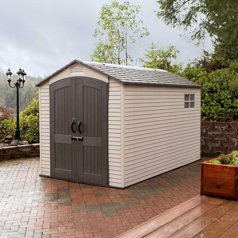 Lifetime 7 Ft. x 12 Ft. High-Density Polyethylene (Plastic) Outdoor Storage Shed with Steel-Reinforced Construction, No