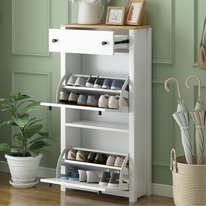 Armoire de rangement pour chaussures 12 paires, Blanc